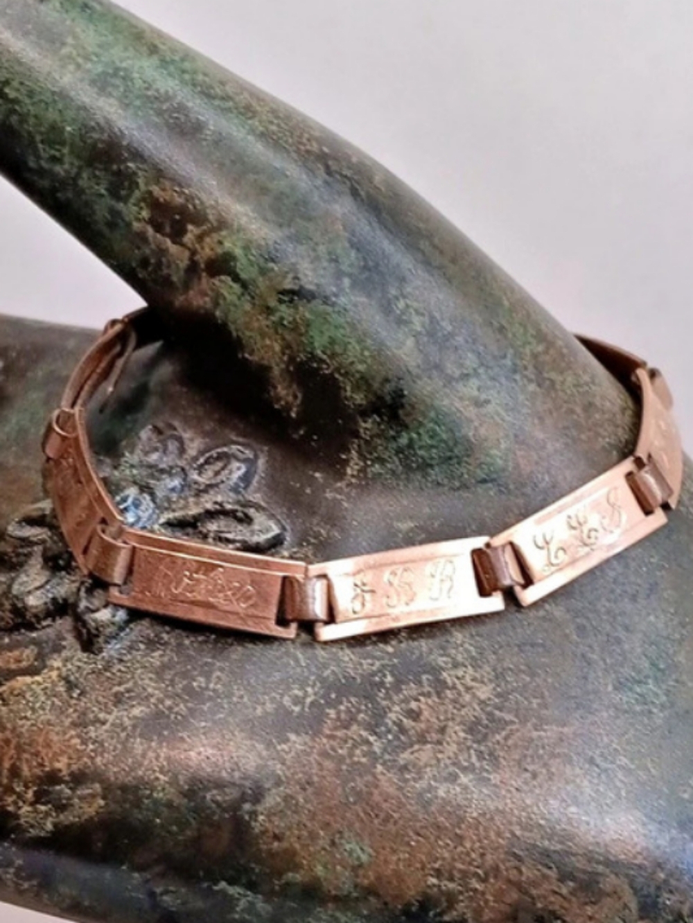 Antique Monogram Engraved Rose Gold-Tone Link Bracelet Bracelet 1916